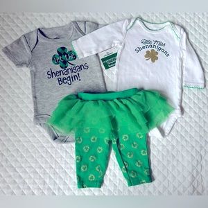 Newborn Infant Girl Lot (3) St Patrick’s Day Outfits Tutu & Short/Long One Piece